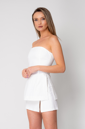 Sale Women - Off White Top and Short Pant Skirt Set
