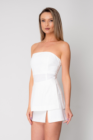 Off White Top and Short Pant Skirt Set [1]