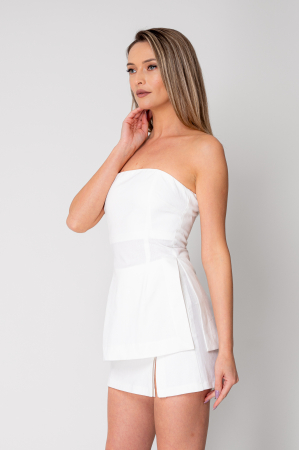 Off White Top and Short Pant Skirt Set [2]