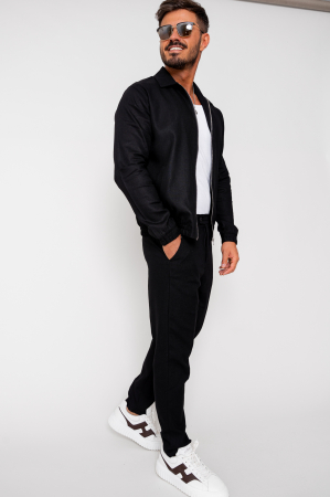 PROMOTII - Set Toscano Jacheta cu fermoar si pantalon lung Black