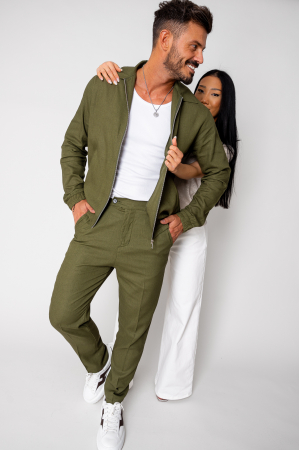 Set Toscano Jacheta cu fermoar si pantalon lung Kaki [0]