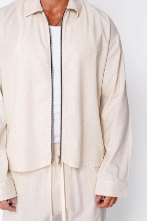 Set Oversized Toscano Zippered Jacket and Long Trousers Beige [4]