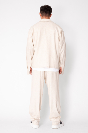 Set Oversized Toscano Zippered Jacket and Long Trousers Beige [3]