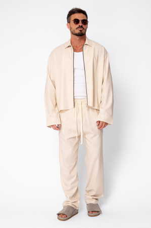 Set Oversized Toscano Zippered Jacket and Long Trousers Beige [1]