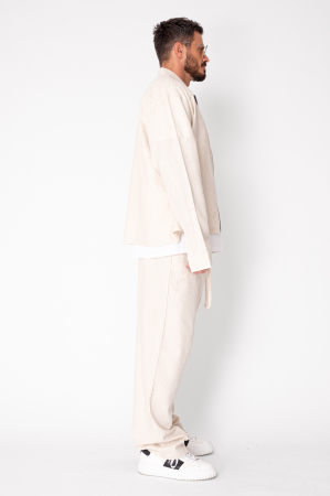 Set Oversized Toscano Zippered Jacket and Long Trousers Beige [2]