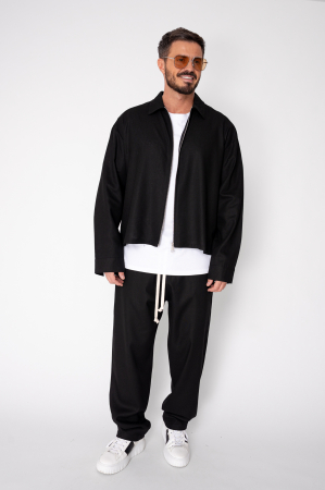 Set Oversized Toscano Zippered Jacket and Long Trousers Black [0]