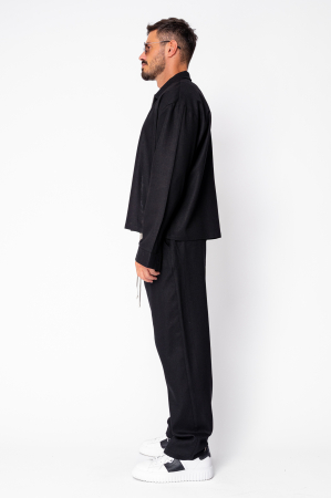 Set Oversized Toscano Zippered Jacket and Long Trousers Black [2]