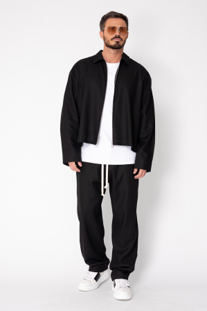 Set Oversized Toscano Zippered Jacket and Long Trousers Black [1]