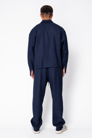 Set Oversized Toscano Zippered Jacket and Long Trousers Navy [3]