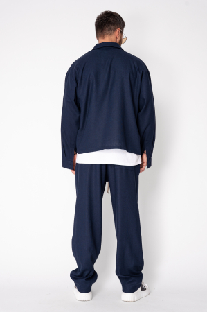 Set Oversized Toscano Zippered Jacket and Long Trousers Navy [4]