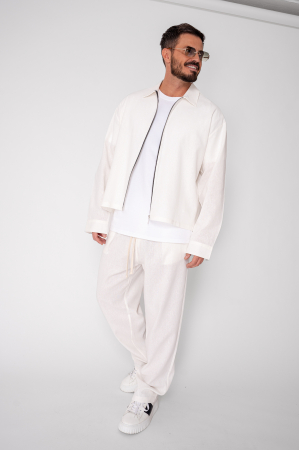 Set Oversized Toscano Zippered Jacket and Long Trousers Off White [0]