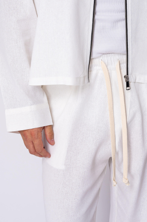 Set Oversized Toscano Zippered Jacket and Long Trousers Off White [4]