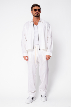 Set Oversized Toscano Zippered Jacket and Long Trousers Off White [1]