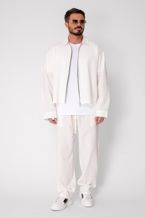 Set Oversized Toscano Zippered Jacket and Long Trousers Off White [1]