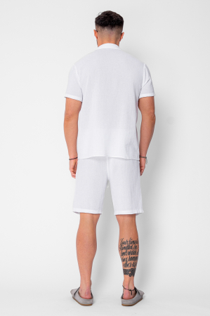 Set Tricotat Camasa maneca scurta si Pantaloni scurti White [3]