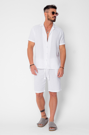 Set Tricotat Camasa maneca scurta si Pantaloni scurti White [1]