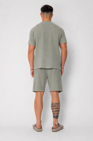 Set Tricotat Tricou si Pantaloni scurti Dark Olive [2]