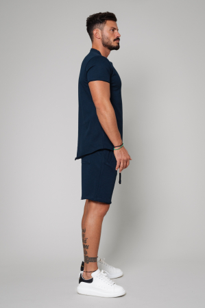 Set Tricou Barbati Asymetric si Pantalon scurt Navy [1]