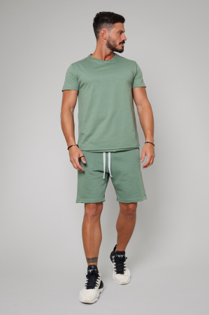 Set Tricou Barbati Asymetric si Pantalon scurt Olive [0]