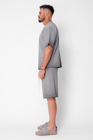 Set tricou si pantalon scurt cu efect prespalat Grey [2]