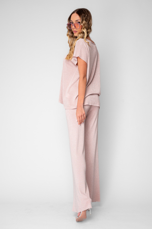 Set Tricou tricotat fin si Pantalon lung Rose/Silver [4]