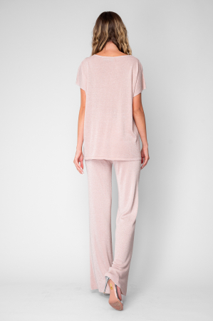 Set Tricou tricotat fin si Pantalon lung Rose/Silver [3]