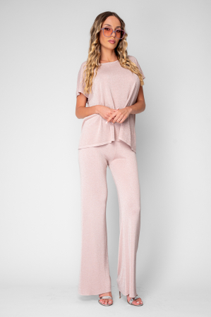Set Tricou tricotat fin si Pantalon lung Rose/Silver [1]