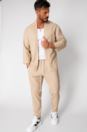 BARBATI - Set Tulum Jachetă tip kimono si pantalon lung Beige