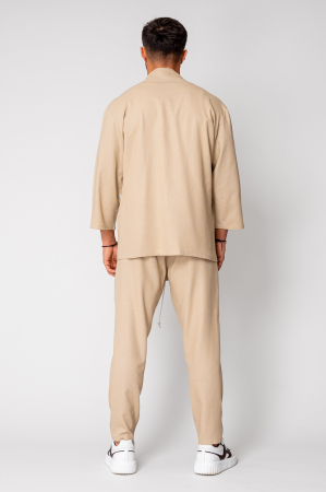 Set Tulum Jachetă tip kimono si pantalon lung Beige [3]