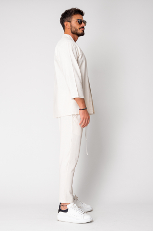 Set Tulum Jachetă tip kimono si pantalon lung Off White [3]