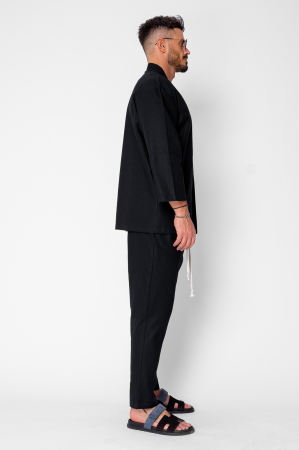Set Tulum Jacheta tip kimono si pantalon lung Premium Edition Black [1]