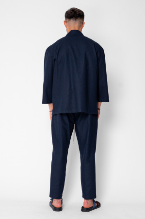 Set Tulum Jacheta tip kimono si pantalon lung Premium Edition Navy [2]