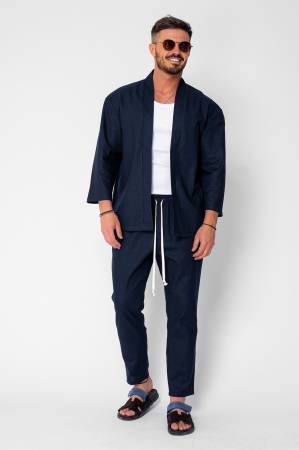 BARBATI - Set Tulum Jacheta tip kimono si pantalon lung Premium Edition Navy