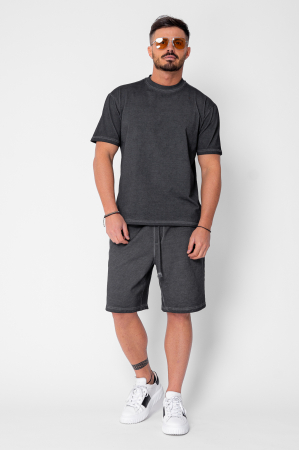 Set Urban pre-wash t-shirt and shorts Black [1]