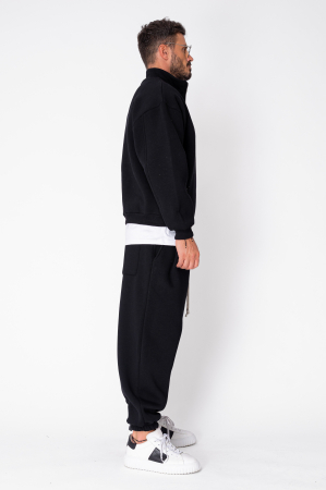 Set Urban Winter bluza cu fermoar scurt si pantalon Baggy Black [2]