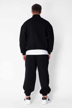 Set Urban Winter bluza cu fermoar scurt si pantalon Baggy Black [3]