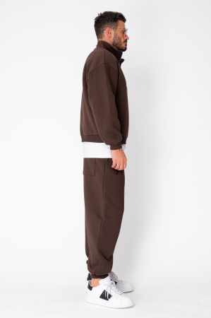 Set Urban Winter bluza cu fermoar scurt si pantalon Baggy Brown [2]