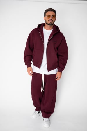 BARBATI - Set Urban Winter hanorac cu fermoar si pantalon Balloon Burgundy