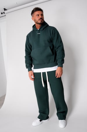 Promotii Barbati - Set Urban Winter hanorac si pantalon drept Bottle Green