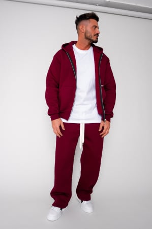 Treninguri - Set Winter hanorac cu fermoar si pantalon drept Burgundy