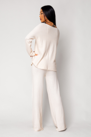 Cream Sweater and Long Pants Set [2]