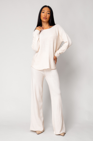 NOUTATI - Set Vellera Pulover si Pantalon lung Cream