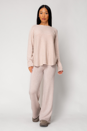 NOUTATI - Set Vellera Pulover si Pantalon lung Beige
