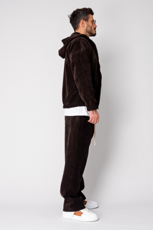 Set Velvet Hanorac cu fermoar si pantalon lung Dark Brown [2]