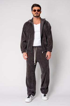 Set Velvet Hanorac cu fermoar si pantalon lung Brown [1]