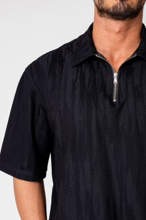 Set Velvet tricou cu fermoar si pantalon scurt Black [4]