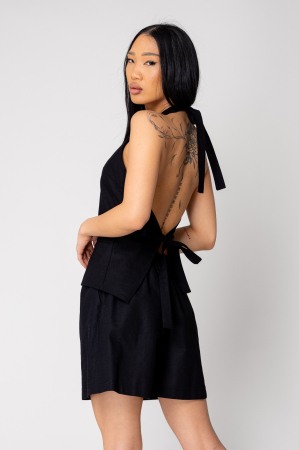 Sale Women - Backless vest and short pants set Black