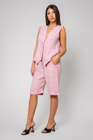 100% Linen Rose vest and shorts set [1]