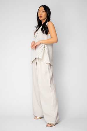 Set Vesta si Pantalon lung din 100% in Beige [1]