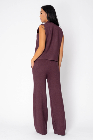 Set Vesta si Pantalon lung tricotat Burgundy [2]